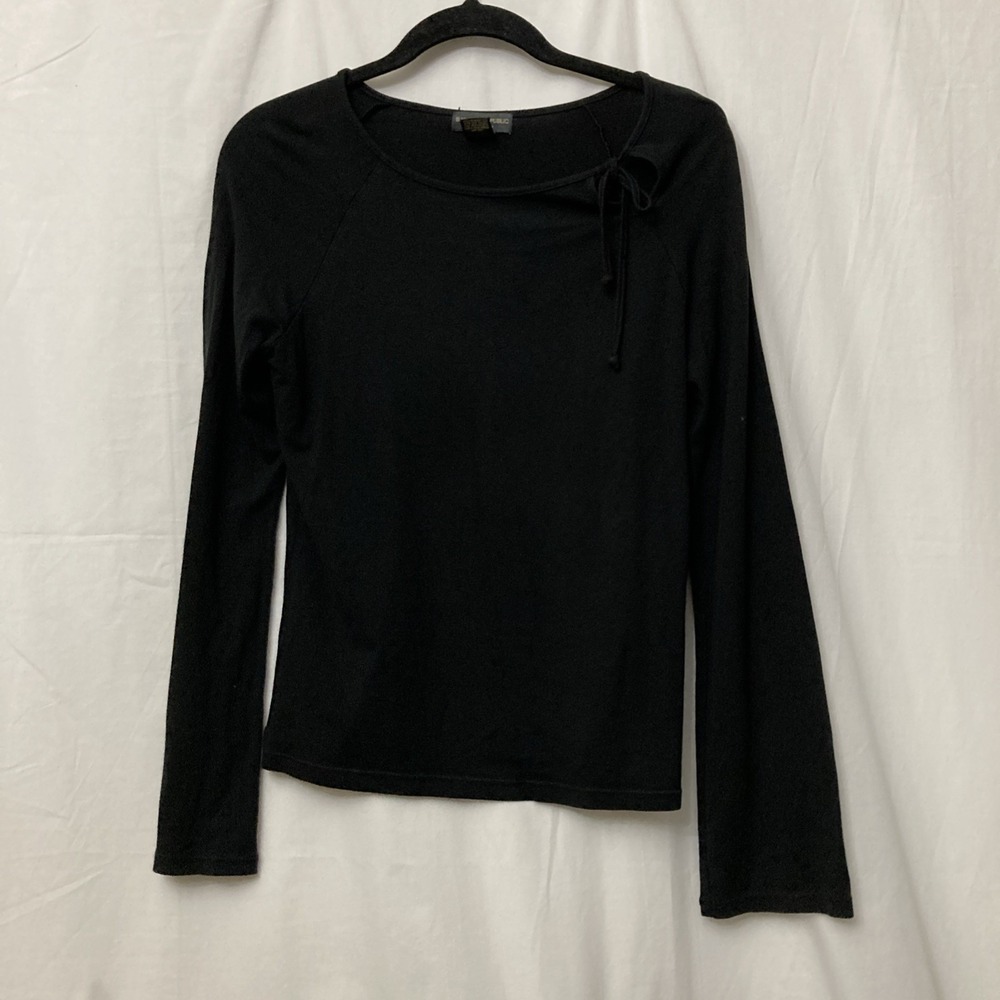 Banana Republic Stretch Women's Black Long Sleeve Top w/Tie Detail - SZ M